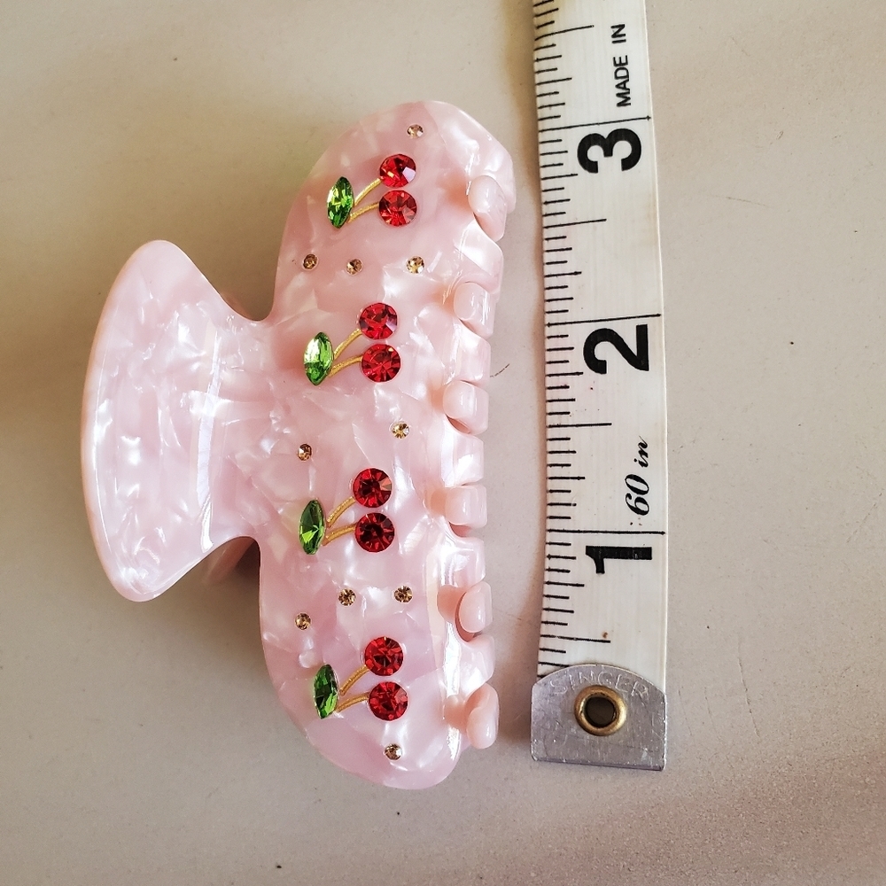 NEW Pink Cherry Hair Claw Hair Claw Clip - Picture 7 of 7
